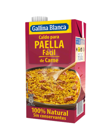 100% Natural Gallina Blanca Meat Broth for Paella Facil de Carne, 1L